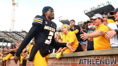 Mizzou's Kevin Coleman Jr. Celebrates Win with Fans